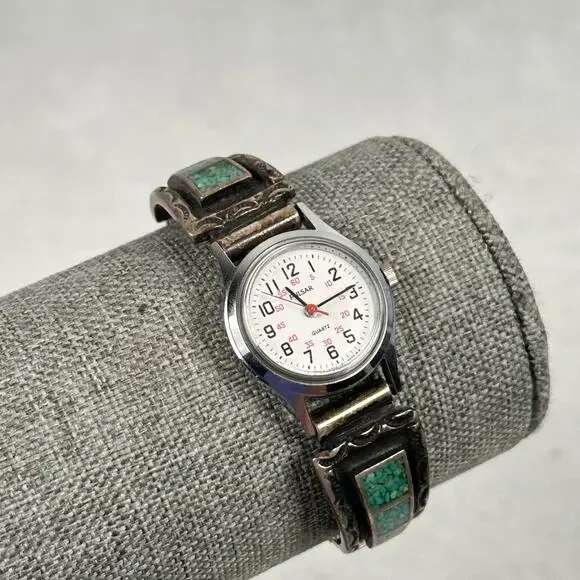 Pulsar Watch Womens 23mm Southwestern Green Stone Watch Tips New Battery Pulsar Women main image 2